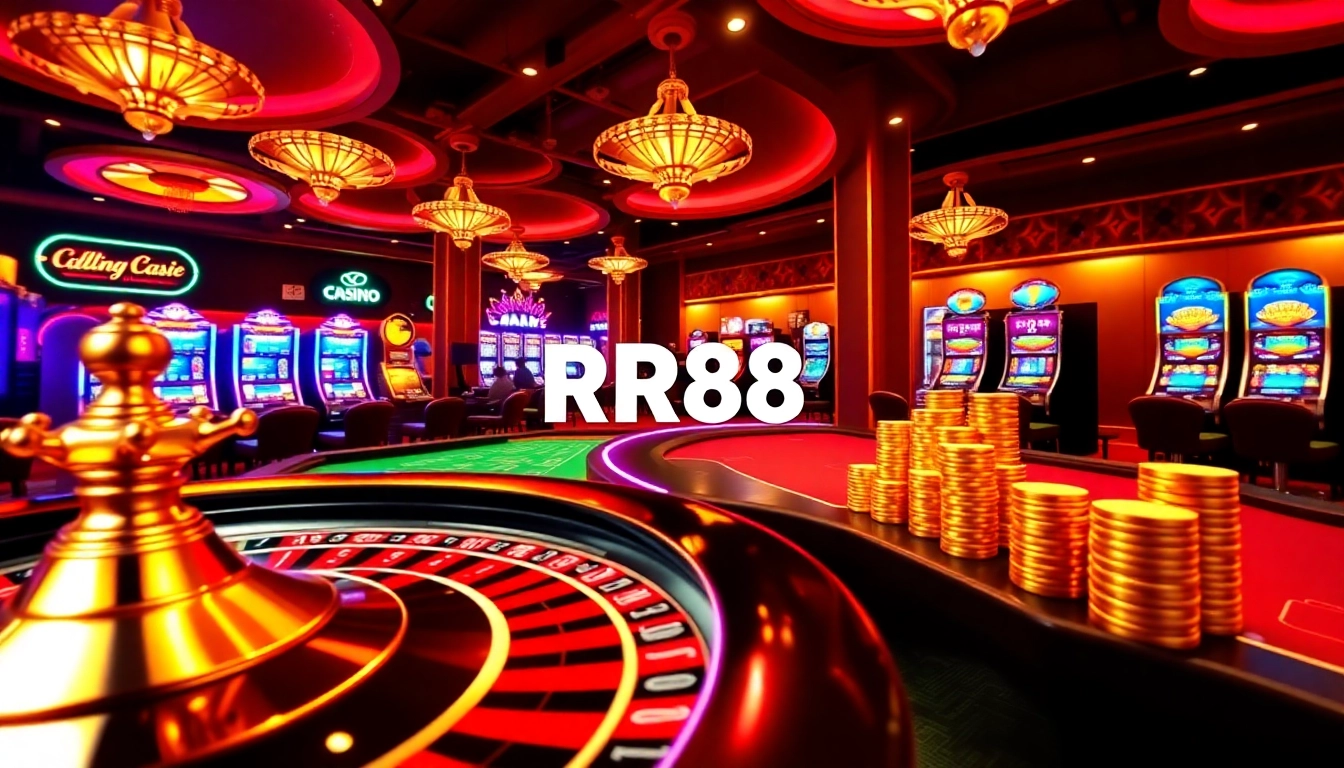 Engaging visual of the trang chủ rr88 showcasing exciting casino games like roulette and slots.