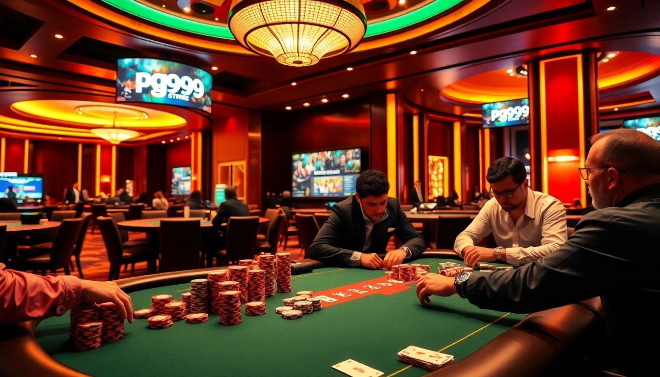 Engaging poker game scene featuring professionals at https://pg99.icu/ with vibrant chips and cards.