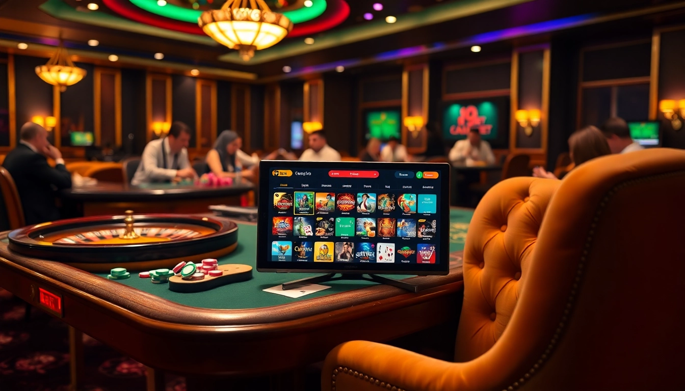 Experience the thrill of i9bet with a vibrant casino scene showcasing poker and roulette excellence.