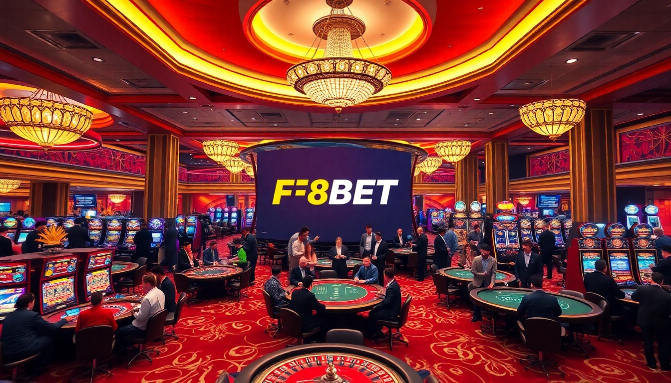 F8BET offers an exciting casino experience with vibrant tables and enthusiastic gamblers.
