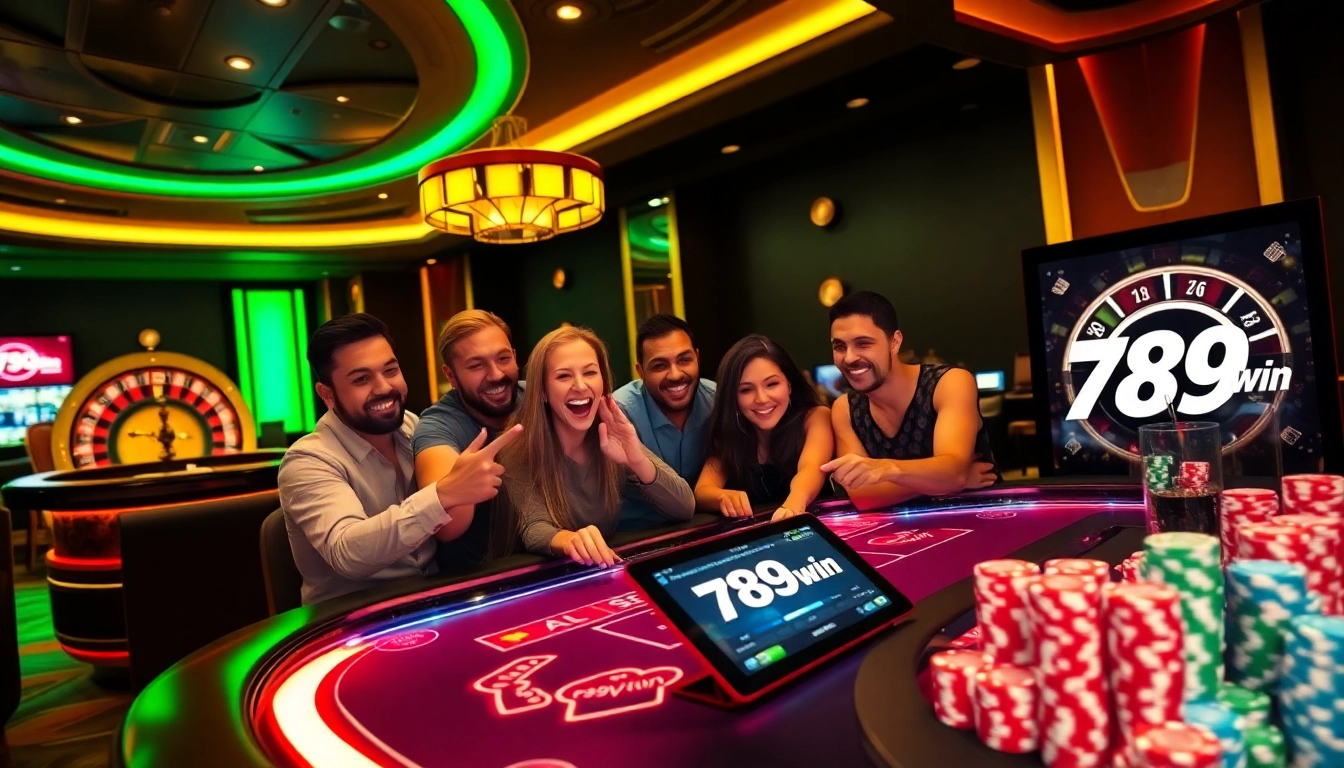 Players experiencing thrilling wins at 789win's vibrant casino gaming table.