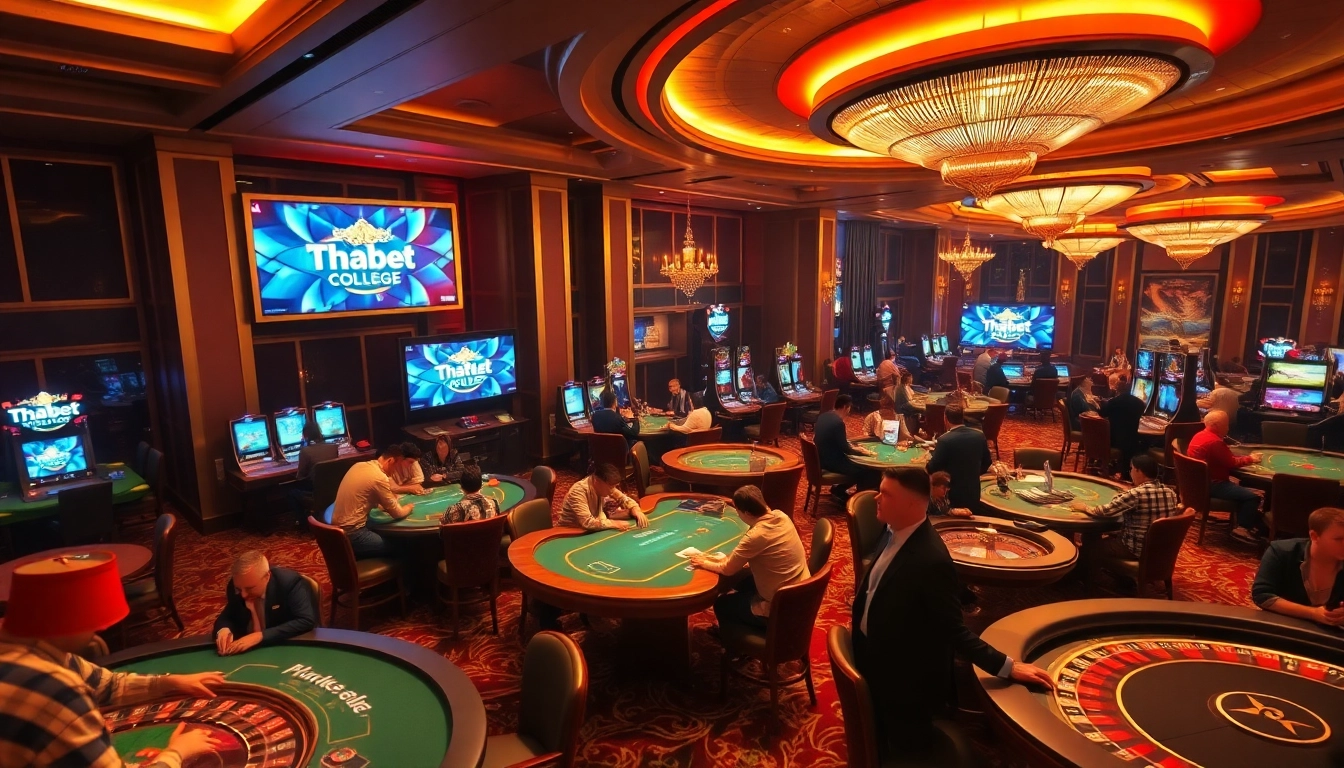 Experience the excitement of gambling at Thabet College's luxury casino featuring top games and vibrant decor.