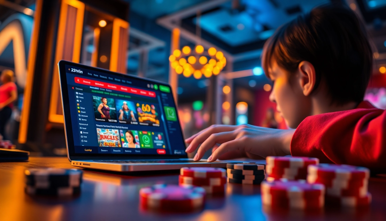 Exciting online gaming experience on a digital device featuring 23win casino interface.
